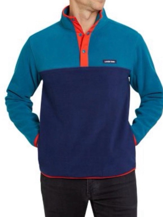 Lands' End Other - Lands’ End Teal Colorblock Fleece Pullover with Snaps, Pockets Men’s Medium